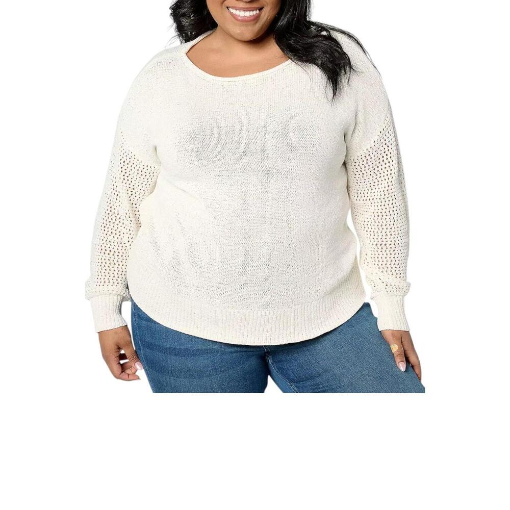 Destination 365 Women's Boatneck Drop Shoulder Open Sweater White - Regular